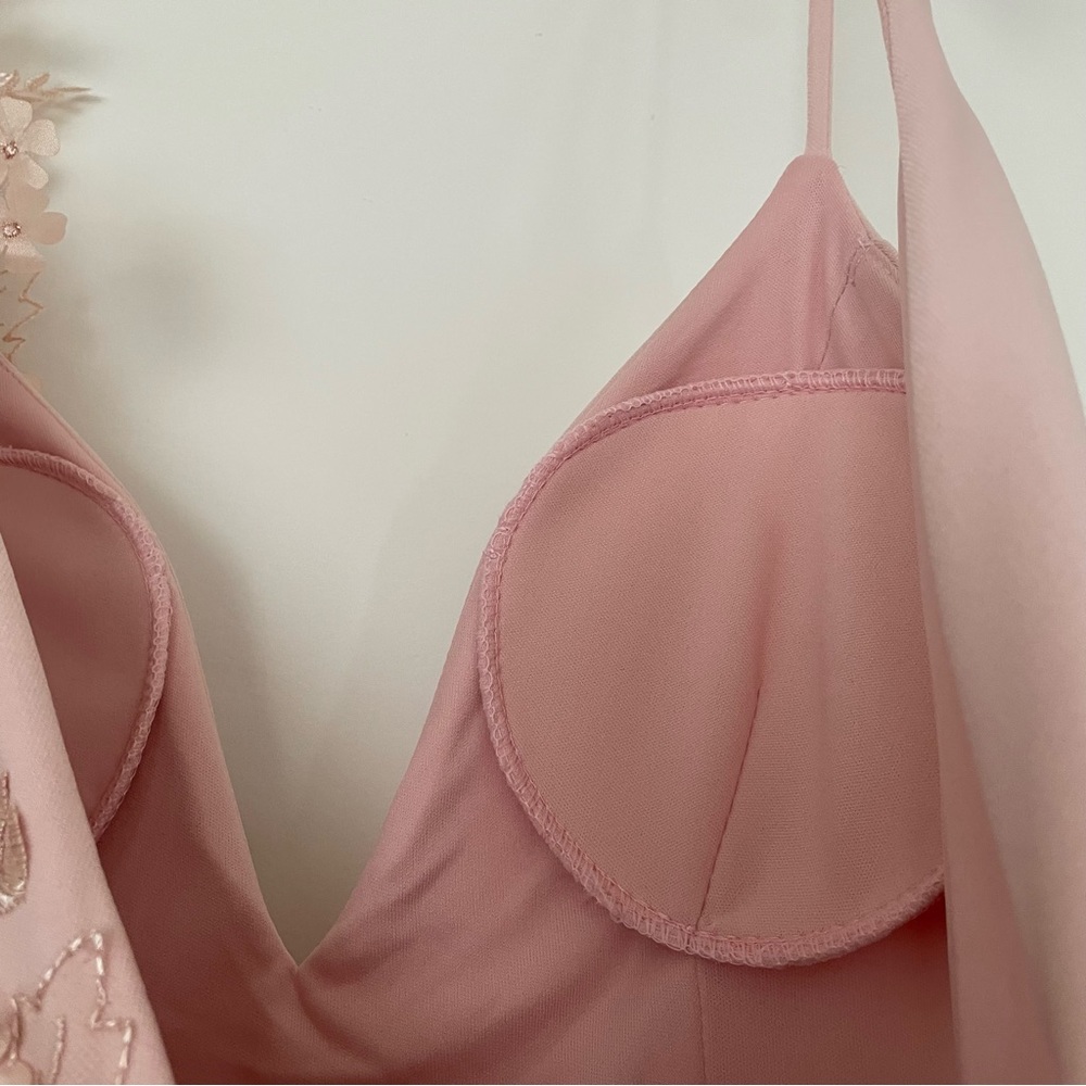JOVANI 1074A BLUSH Plunge V-Neck Open Back Embellished Applique Dress Gown‎ 10 - Picture 10 of 16